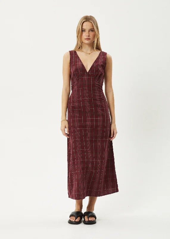 AFENDS Womens Eboni - Check Maxi Dress - Port