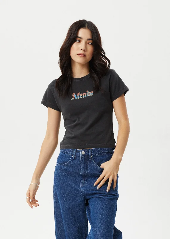 AFENDS Womens Nirvana - Baby Tee - Stone Black