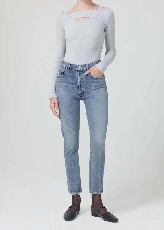 Jolene High Rise Straight Jeans In Dimple