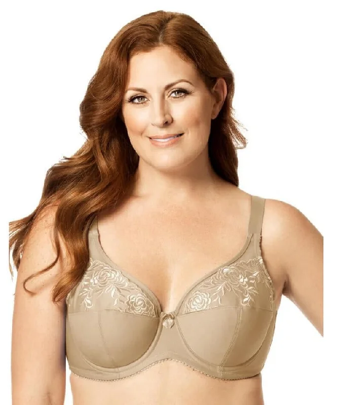 Elila Embroidered Microfiber Underwired Bra - Nude