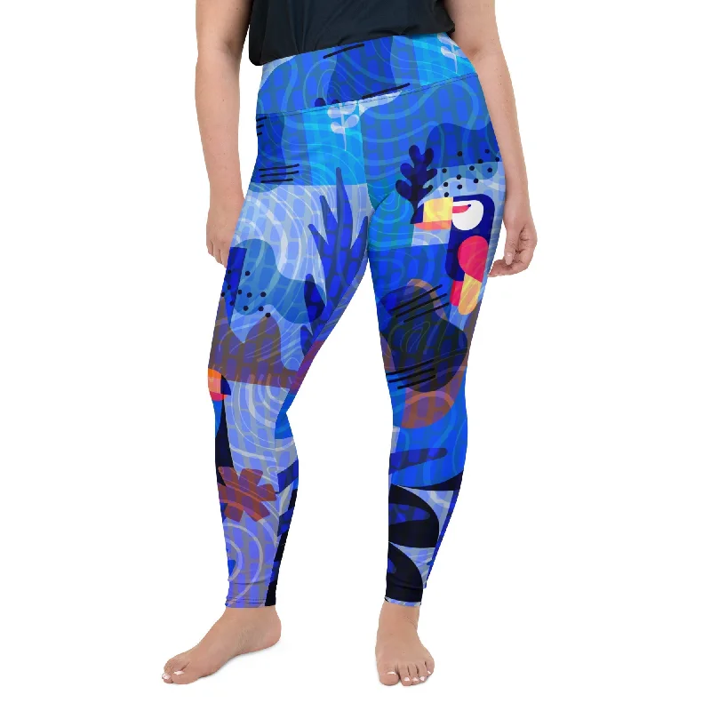 Blue Abstract Plus Size Leggings