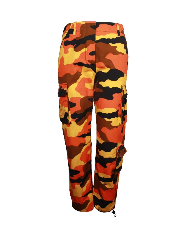 Off-White Camouflage Printed Cargo in Orange Cotton