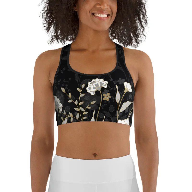 Golden Floral Sports Bra