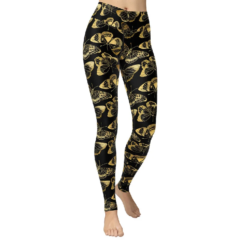 Gold Butterfly Yoga Leggings