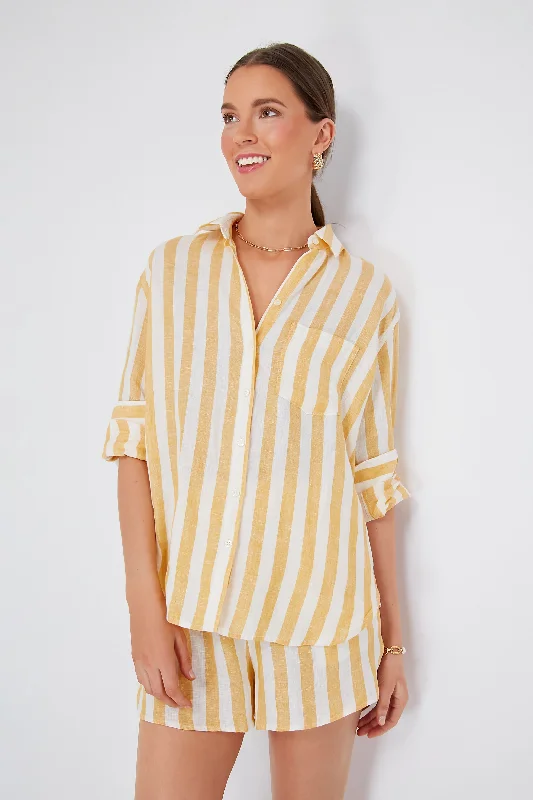 Yellow Awning Stripe Blake Boyfriend Shirt