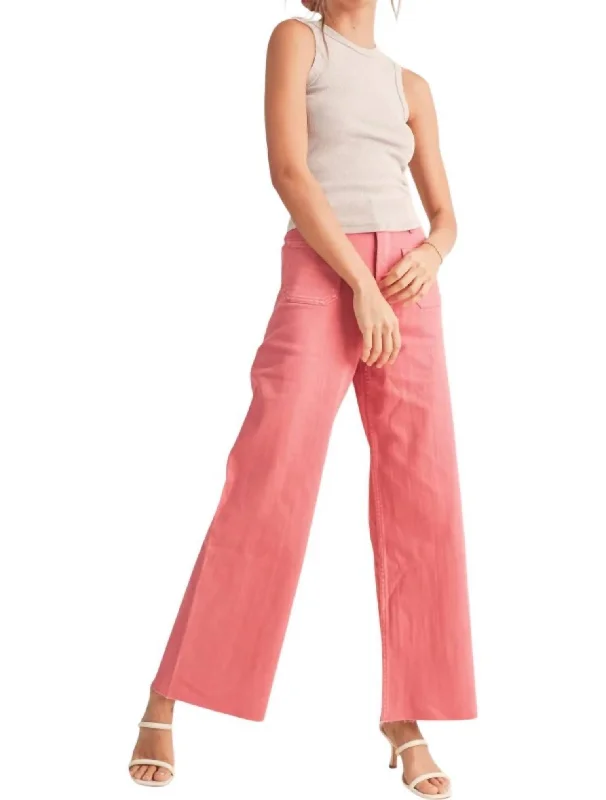 Straight Wide Leg Pants In Raspberry