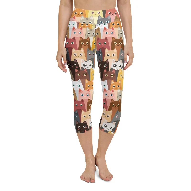 Cartoon Cats Yoga Capris