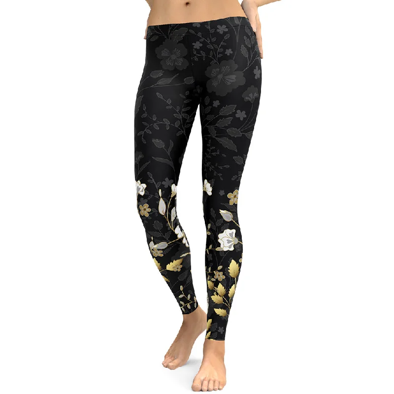 Golden Floral Leggings