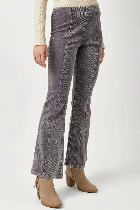 Vintage Washed Corduroy Flare Pants In Vintage Grey