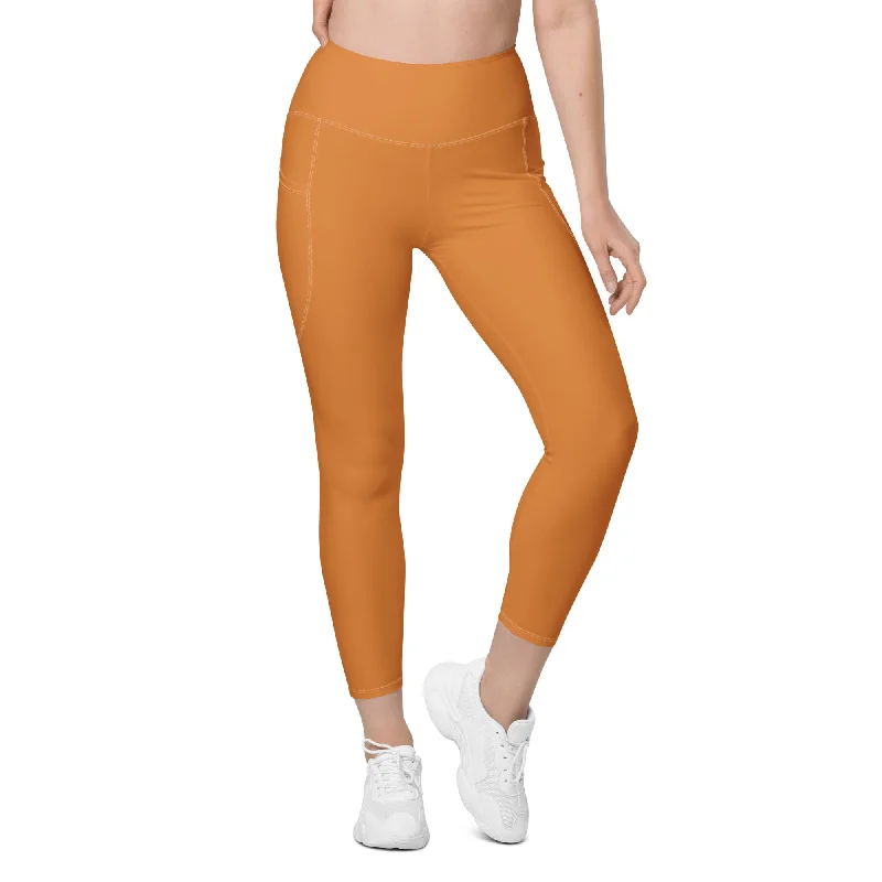 Tangerine Orange Leggings With Pockets