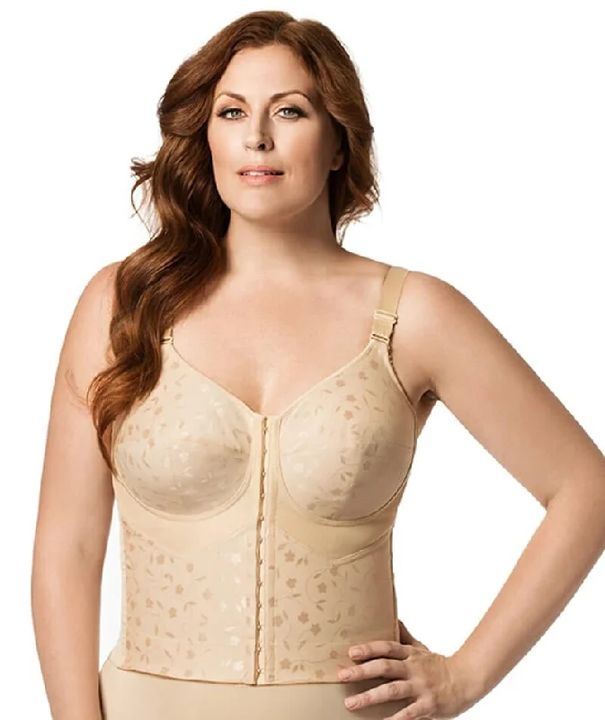 Elila Wire-Free Front Opening Longline Bra - Nude