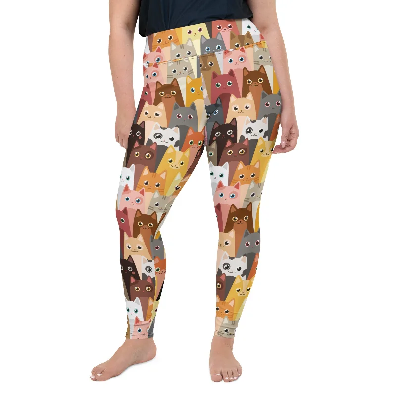 Cartoon Cats Plus Size Leggings