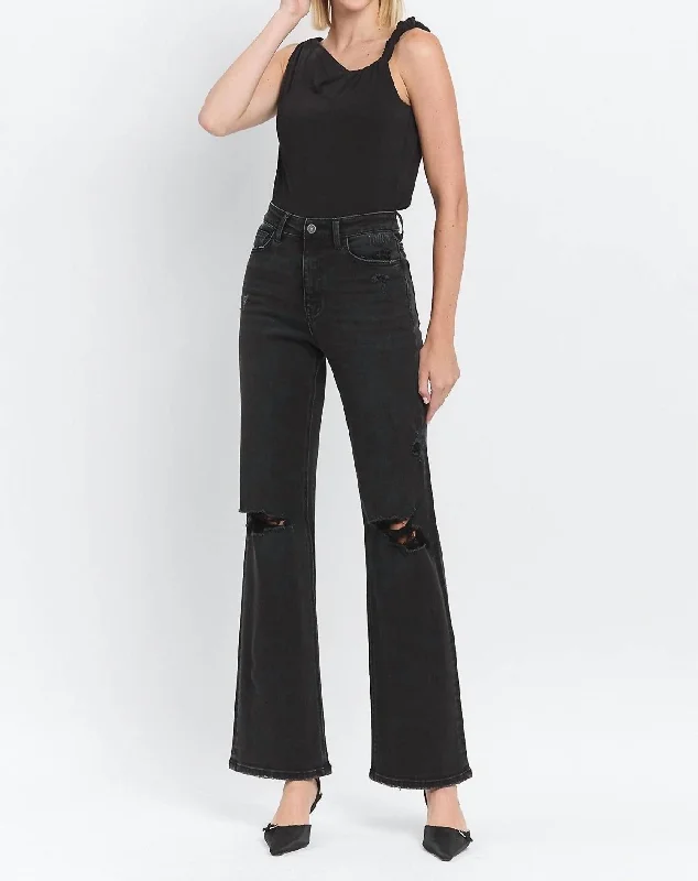 90's Vintage Flare Jeans In Black