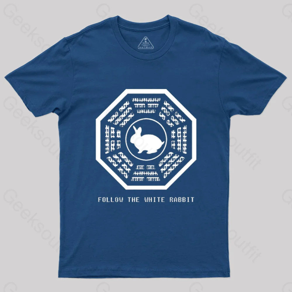 Lost and The Matrix-Follow the White Rabbit T-shirt