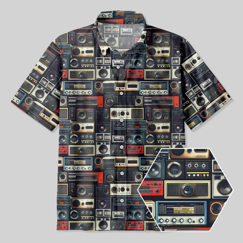 Retro Radio Stereo Button Up Pocket Shirt