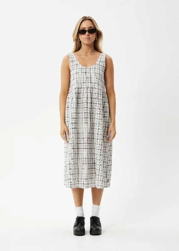 AFENDS Womens Leo - Seersucker Check Midi Dress - Black / White