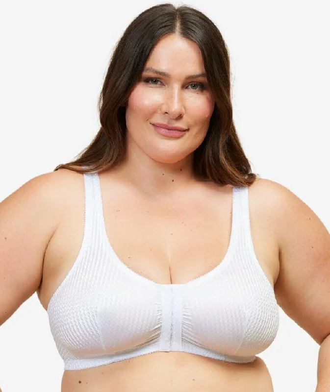 Leading Lady Marlene Wire-free Front Close Comfort Bra - White