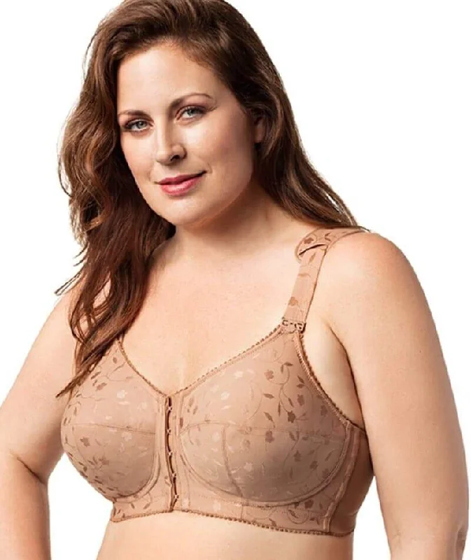 Elila Front Opening Wire-Free Posture Bra - Mocha