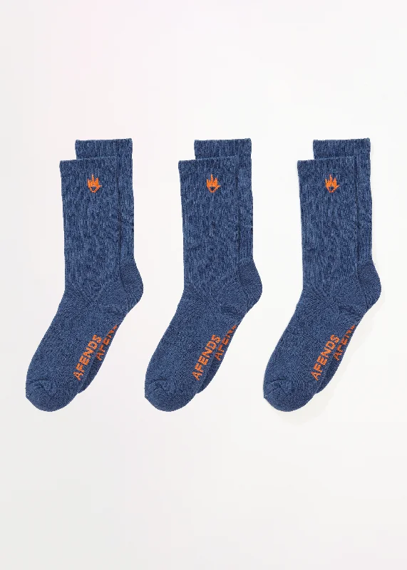 AFENDS Mens Flame - Socks Three Pack - Marlin