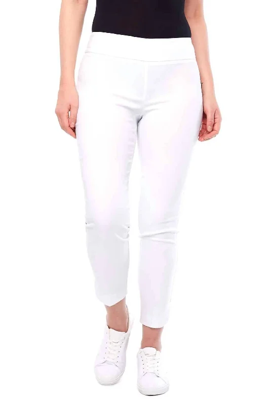 Solid Slim Ankle Pant In White