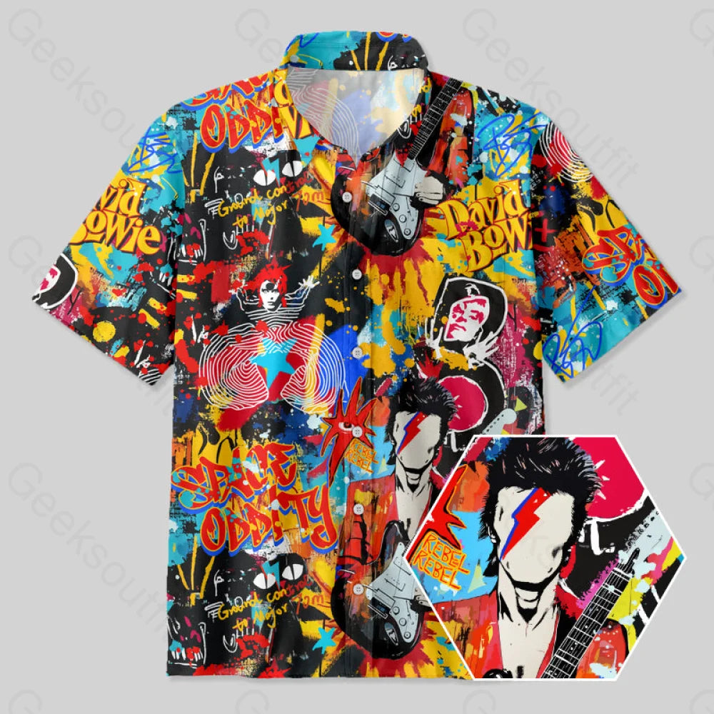 Graffiti Street Art David Bowie Button Up Pocket Shirt