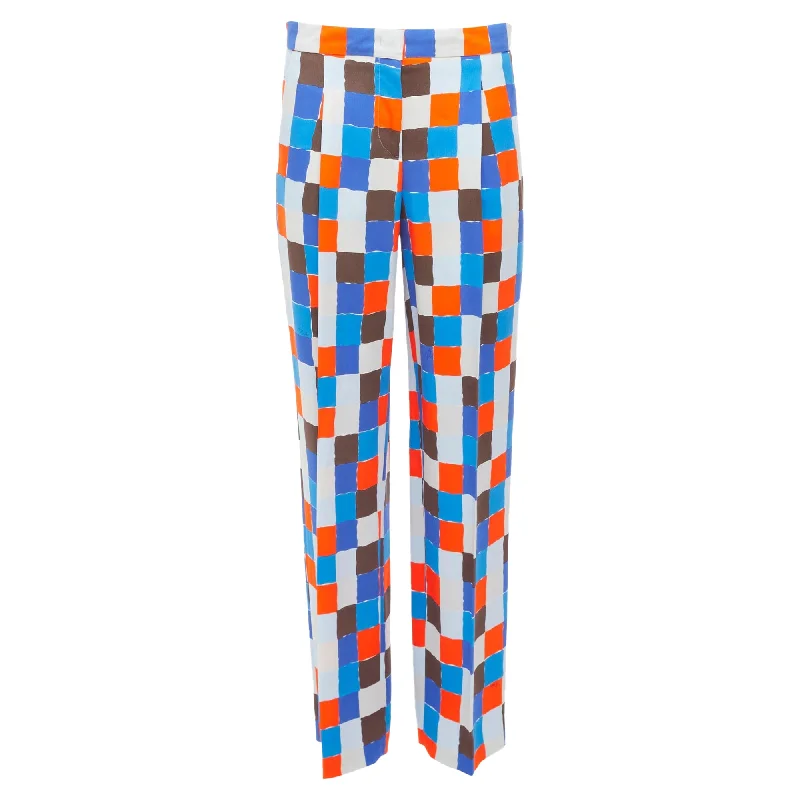 Emilio Pucci Watercolour Check Mid Waist Pants