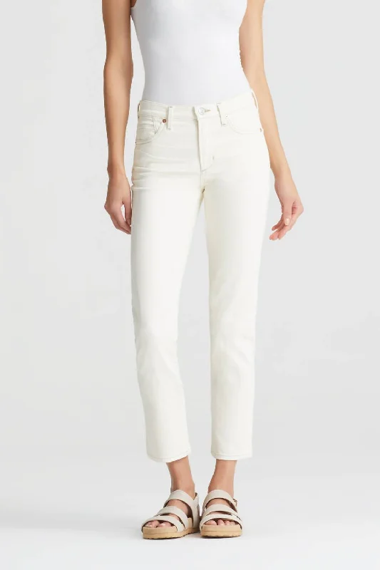 Cara High Rise Cigarette Ankle Jean In Light Cream