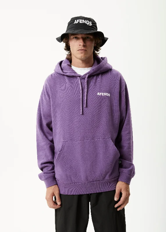 AFENDS Mens Vinyl - Logo Hoodie - Faded Purple