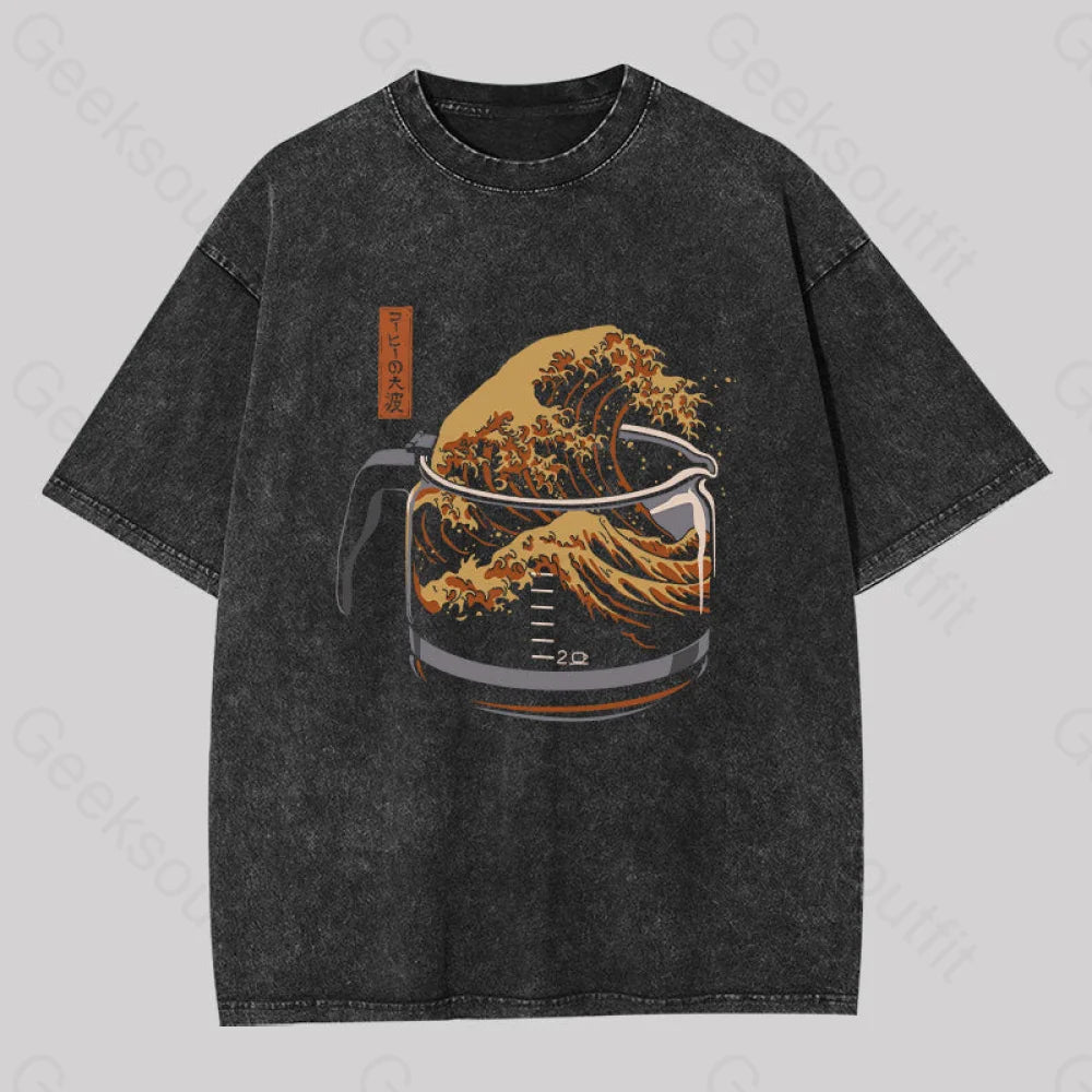 The Great Wave of Coffee Washed T-Shirt