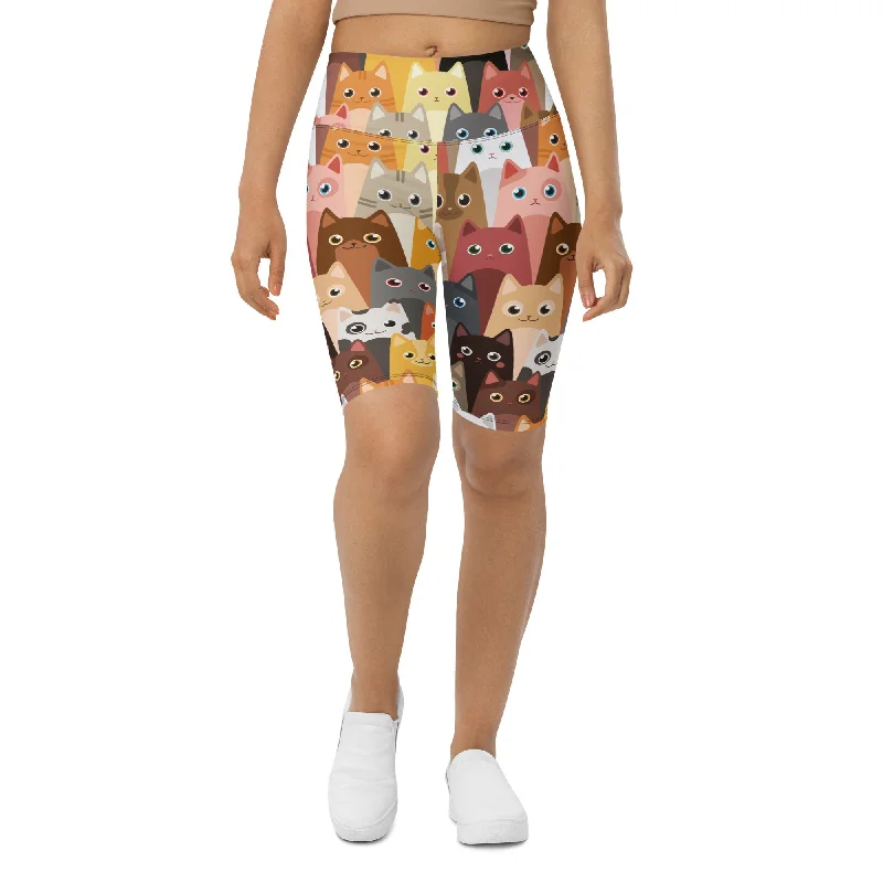 Cartoon Cats Biker Shorts