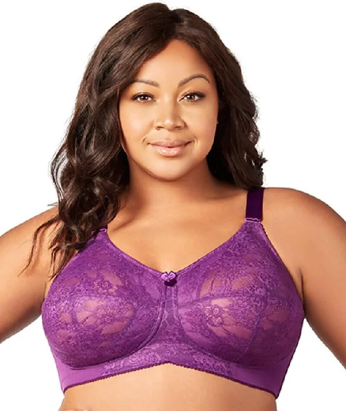 Elila Embroidered Lace Wire-Free Bra - Aubergine