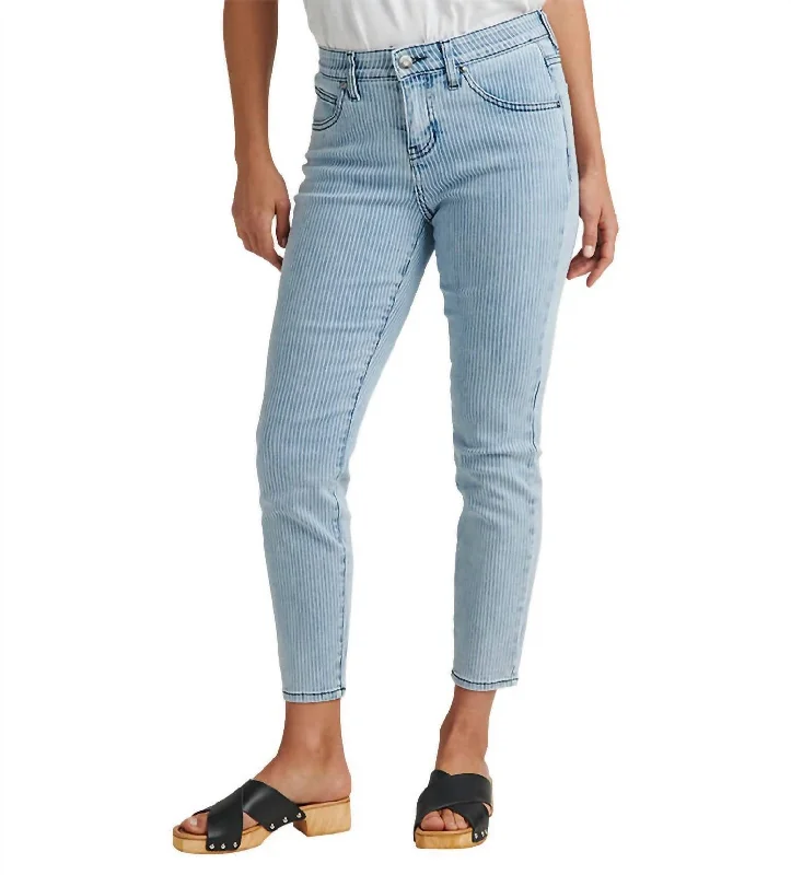 Cecilia Mid Rise Skinny Jean In Bleached-Stripe