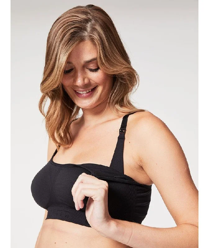 Cake Maternity Cotton Candy Seamless Sleep & Yoga Wire-Free Nursing Bra -  Black