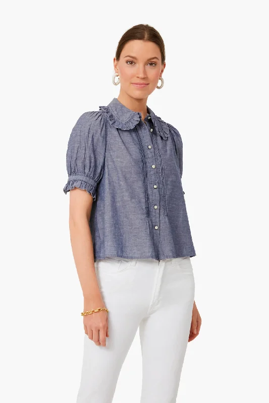 Navy Chambray The Fern Top