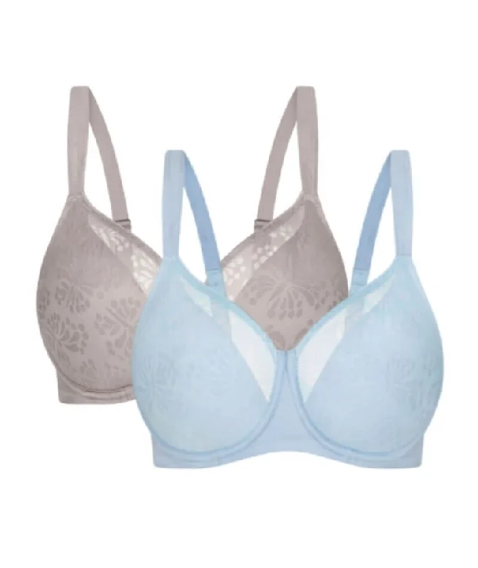 Triumph Lacy Minimizer 2 Pack Bra - Blue Sea/Rhino Grey