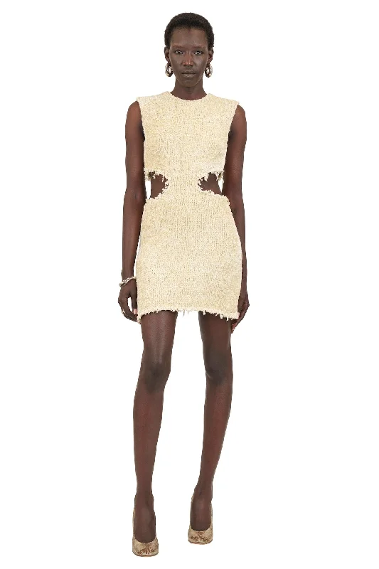 Jil Sander Cutout Chenille Dress in Dune