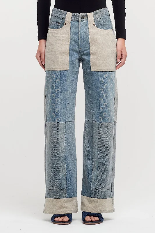 Marine Serre Regenerated Denim Wide Leg Pants