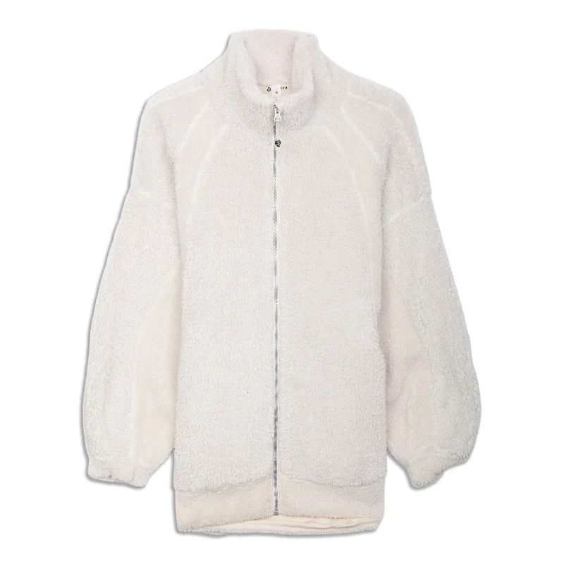 Long Textured Fleece Jacket