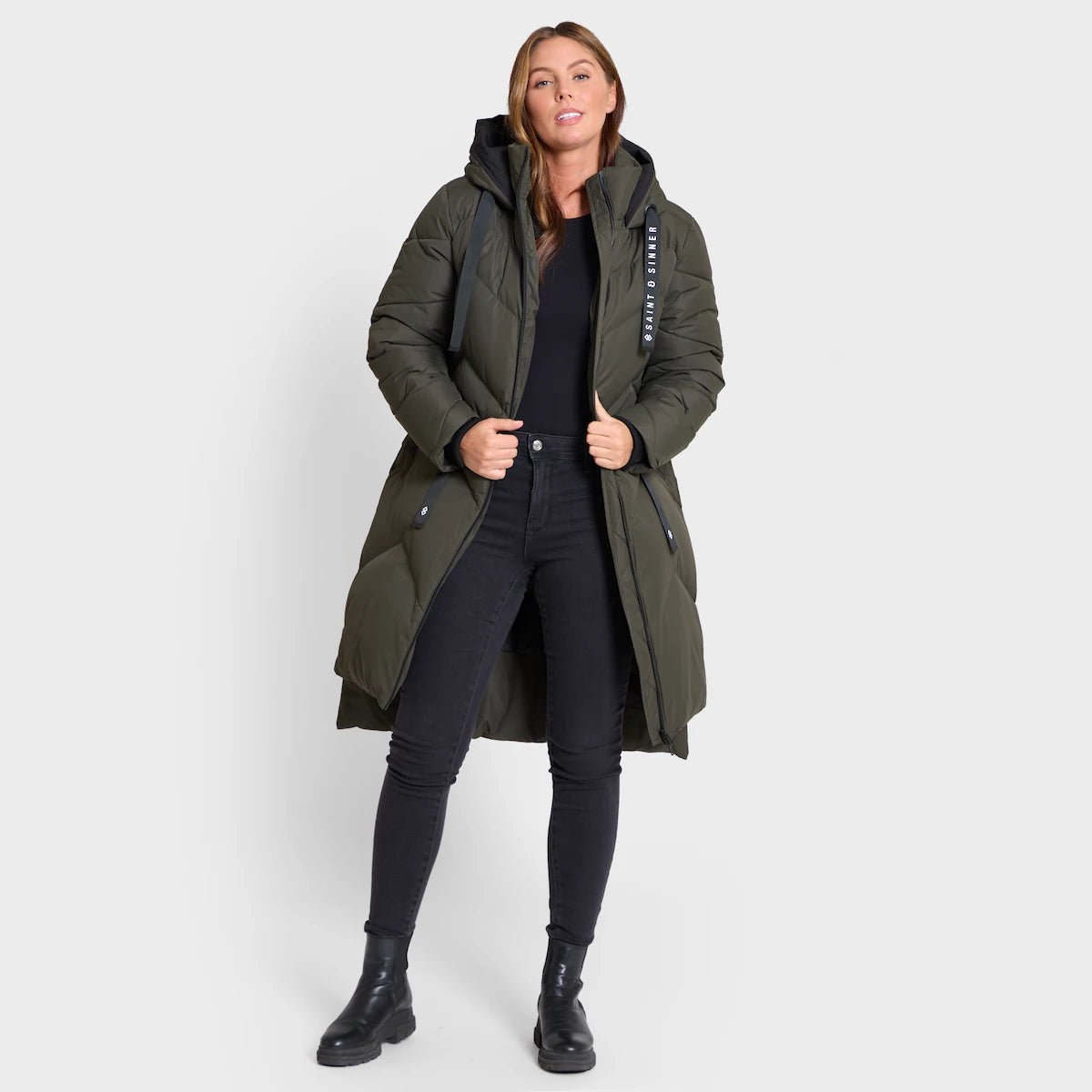 Saint and Sinner Khaki Quilted Coat