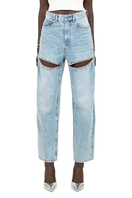 Area Crystal Slit Jean