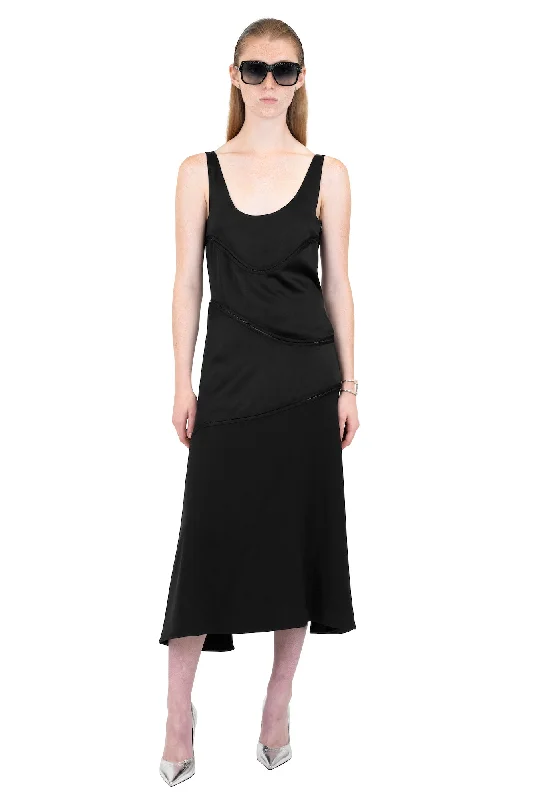 Jil Sander Bias Slip Dress in Black