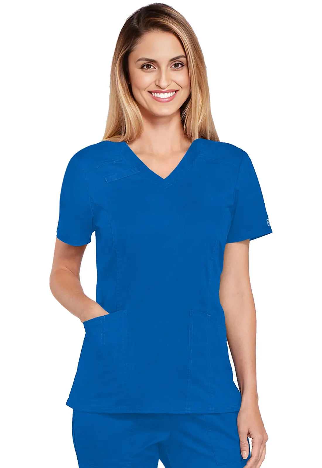 Cherokee Women's 4-Pocket V-Neck Top - Royal Blue Earthy Women's 