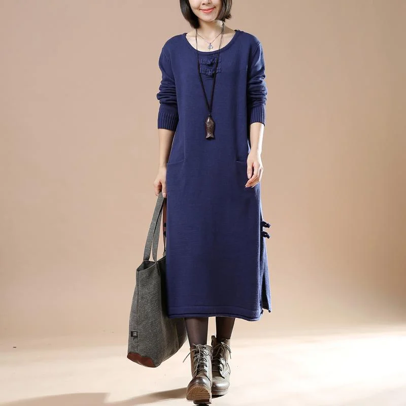 Navy winter maxi dresses knit sweaters long