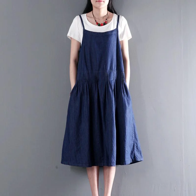 summer denim dress long denim scraped maxi dress plus size sundresses