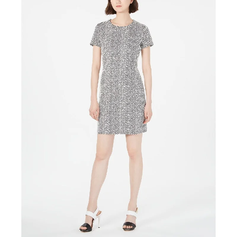 Calvin Klein Women's Jacquard Ponte-Knit Sheath Dress Gray Size 6