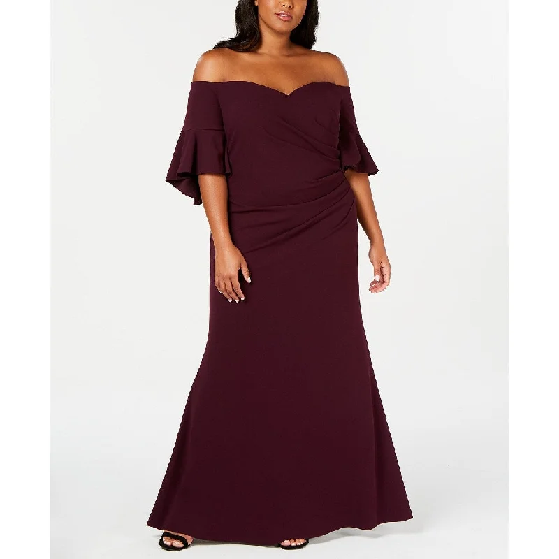 Calvin Klein Women's Plus Size Off-The-Shoulder Gown Aub Size 18