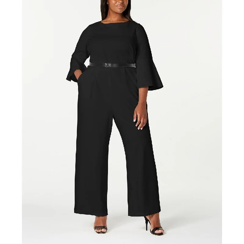 Calvin Klein Women's Trendy Plus Size Bell-Sleeve Jumpsuit Black Size 22