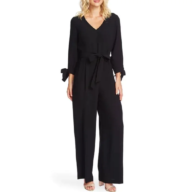 Cece Women's Tie Sleeve Moss Crepe Jumpsuit Black Size 10