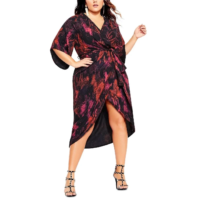 City Chic Women's Plus Size Trendy Garnet Slither Dress Bright Red Size 24