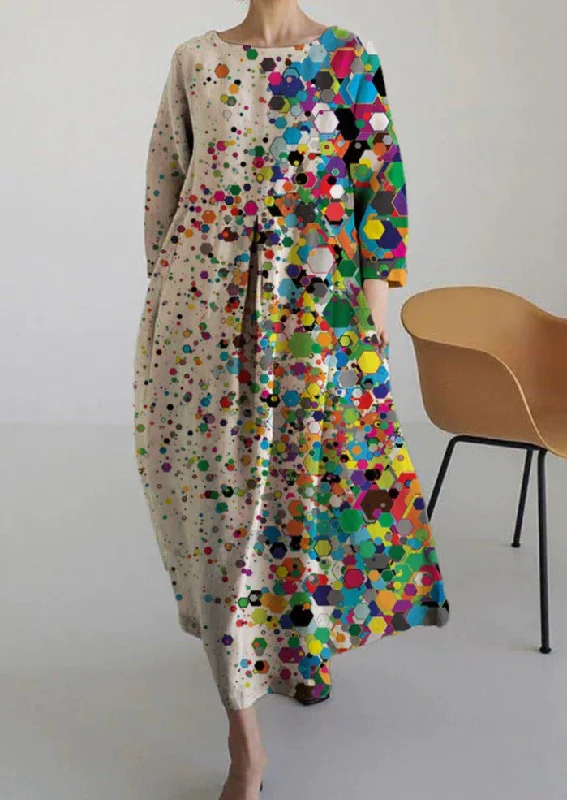 Colorful Dots Cotton Dresses Pockets Patchwork Summer